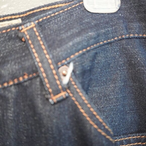 Vintage Genes Mens Dark Wash Blue Slim Straight Denim Distress Jeans Size 34X32 - Picture 4 of 9